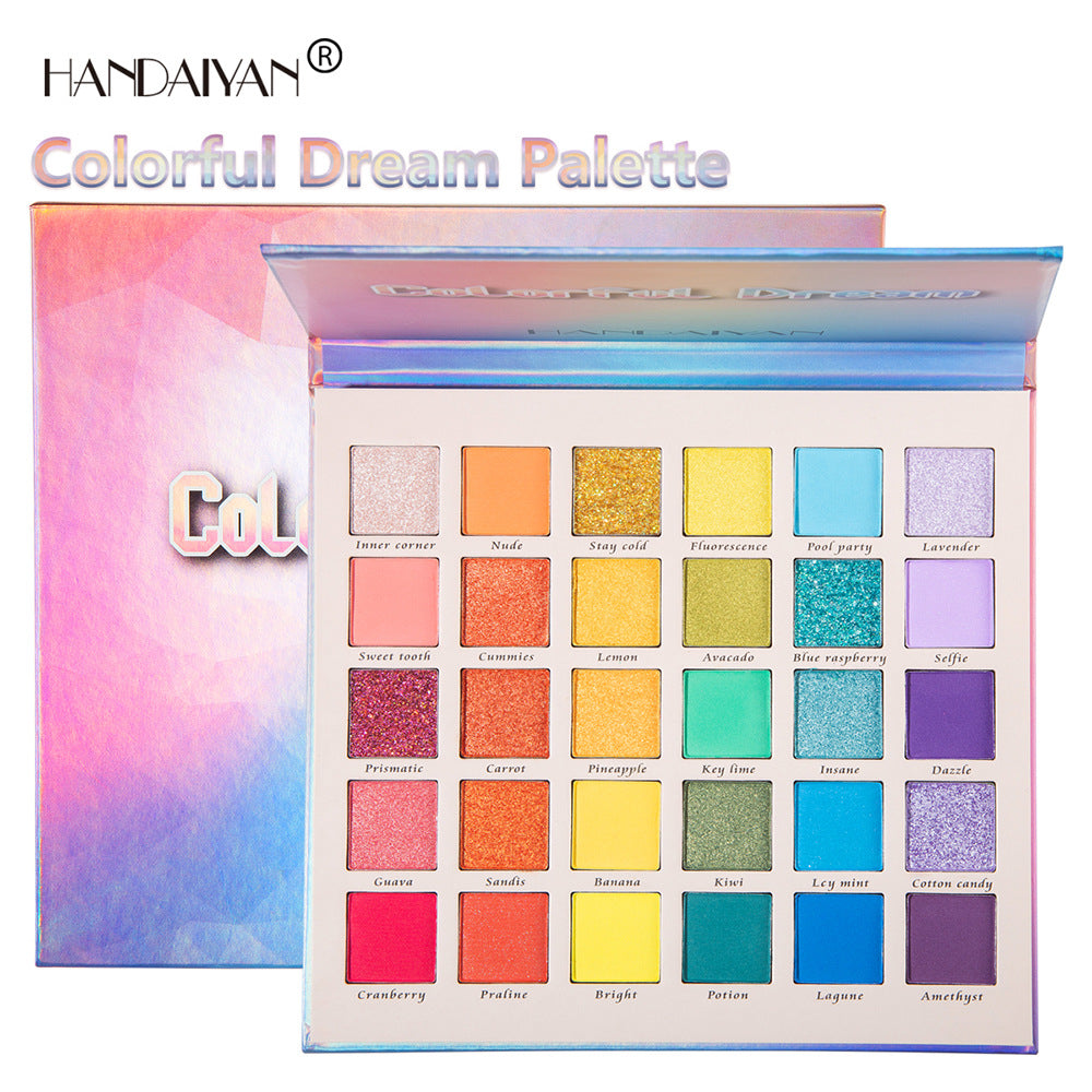 HANDAIYAN New 30 Color Pearlescent Matte Glitter Eyeshadow Palette Cross-border Makeup Fantasy Rainbow Palette - Korvel