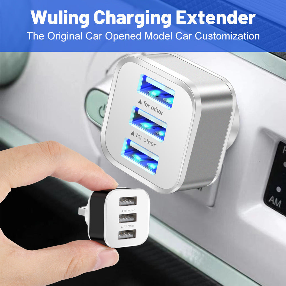 Luminous 3 USB mobile phone charging head with 1/3 expansion port, multi port USB mobile phone charger - Korvel