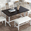 TOPMAX Farmhouse 6-Piece Trestle Dining Table Set with Upholstered Dining Chairs and Bench  59inch, White - Korvel