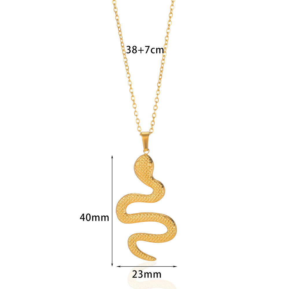 Spirit Snake Pendant Retro Style Personalized Necklace Women's Stainless Steel Gold Plated - Korvel