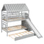 Lit superposé jumeau sur jumeau avec trundle et toboggan - Gris
