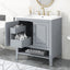 30" Bathroom Vanity with Sink, Multi-functional Bathroom Cabinet with Doors and Drawers, Solid Frame and MDF Board, Grey - Korvel