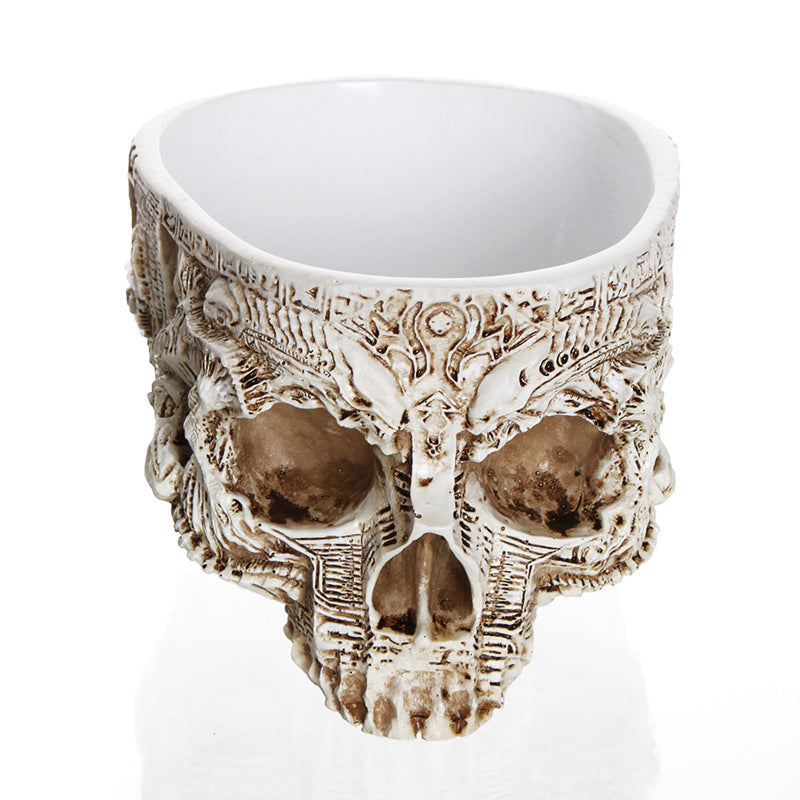 New Resin Plant Grass Skull Flowerpot Creative Indoor Skull Shape Potted Skeleton Craft Ornaments - Korvel