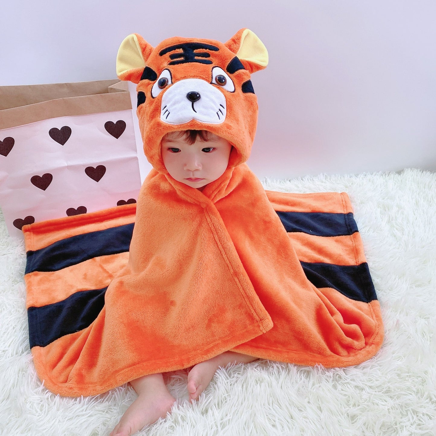 Infant Cartoon Flannel Swaddling Blanket Cloak
