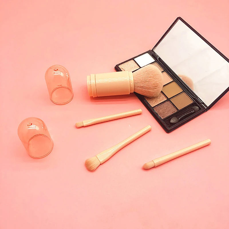 4 In 1 Telescopic Makeup Brush Portable Travel Makeup Brushes Set Eyeshadow Loose Powder Mini Makeup Brush Beauty Tools - Korvel