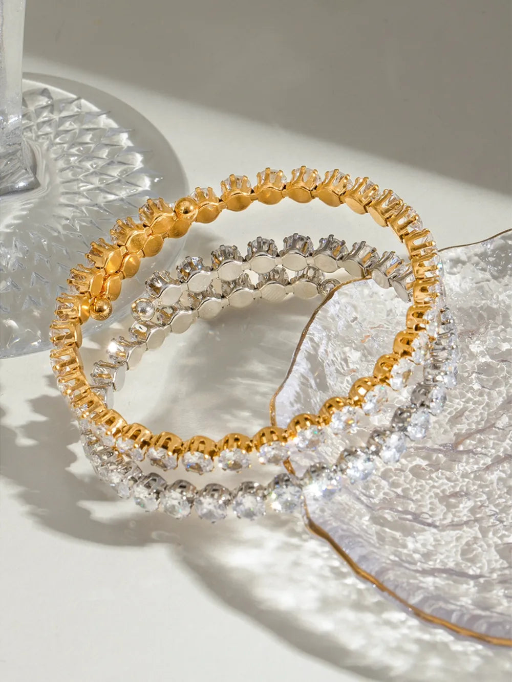 Stainless Steel Inlaid Zircon Bracelet - Korvel