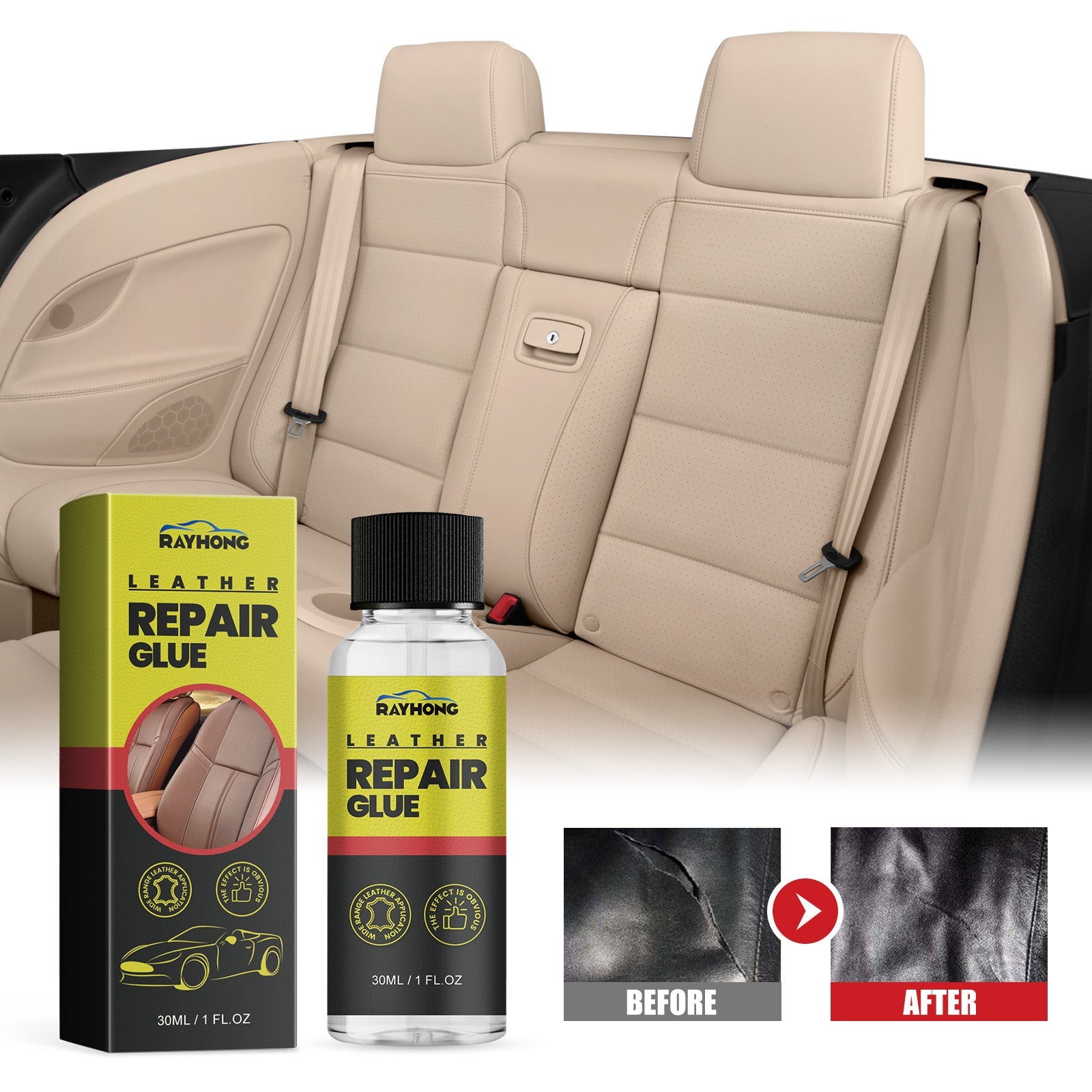 RAYHONG Leather Repair Glue, Reconditioning Leather Seat Leather Sofa Scratches And Cracks Repair Liquid - Korvel