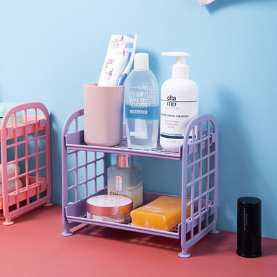 Double Storage Rack Kitchen Small Shelf Desktop Storage Rack Bathroom Sink Plastic Organizing Rack - Korvel