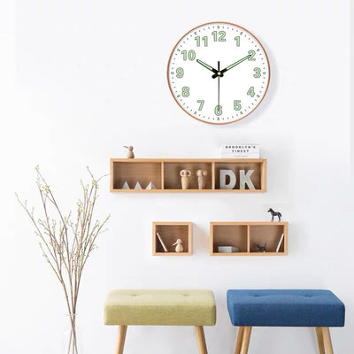 8-inch [20CM] creative living room clock, night light bedroom, simple and non perforated clock wall, clock watch wall - Korvel