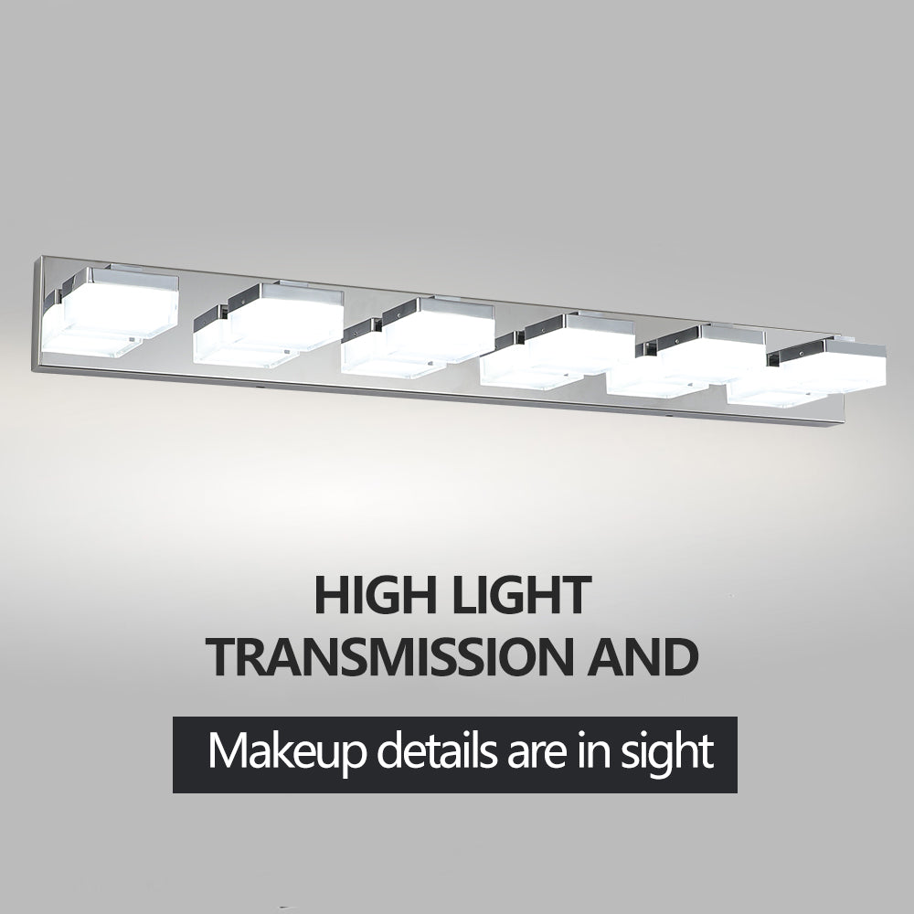 Applique de miroir LED moderne à 6 lumières en chrome
