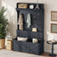 Hall tree with storage desk, entrance desk with drawers and 5 hooks, display rack, dark blue - Korvel