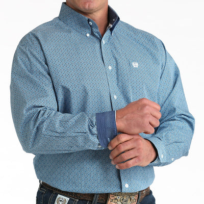 Cinch Men's Long Sleeve Shirt with Blue Diamond Design - Korvel