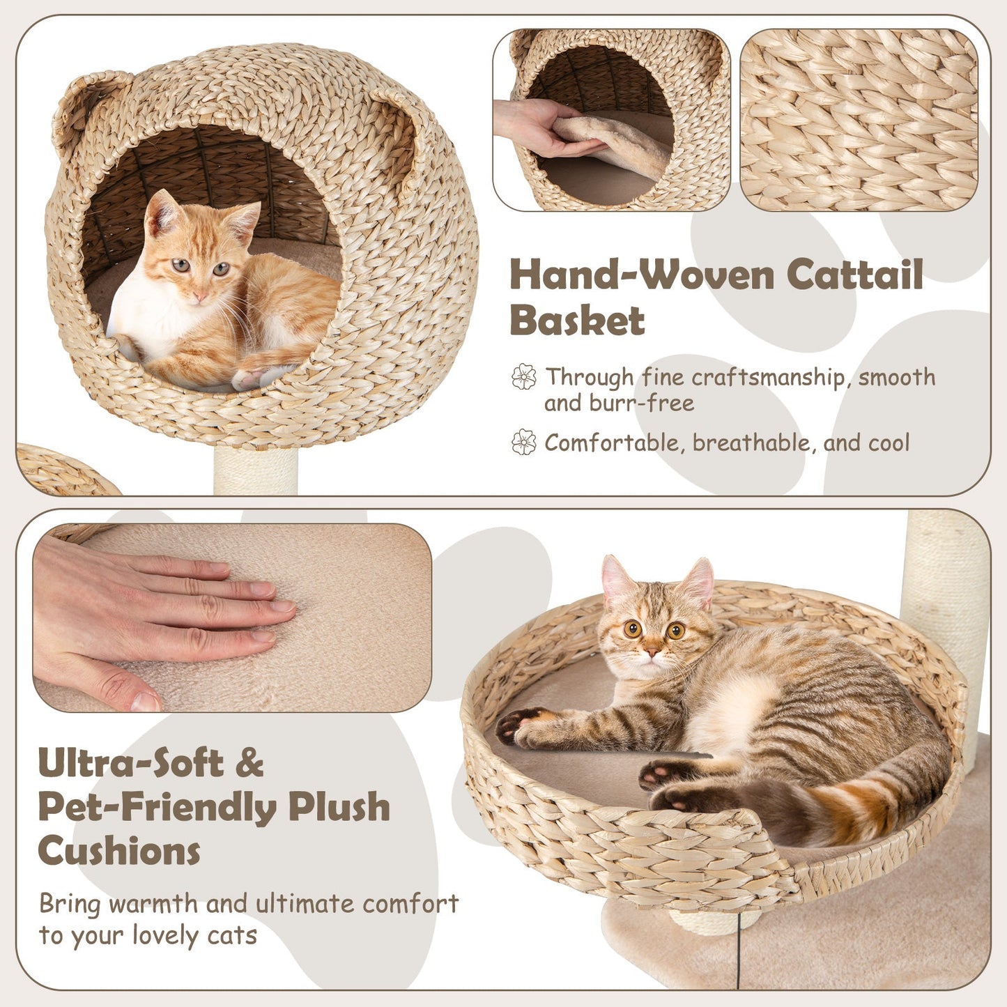 Multi-Level Cat Tree with Condo, Hammock & Rotatable Balls