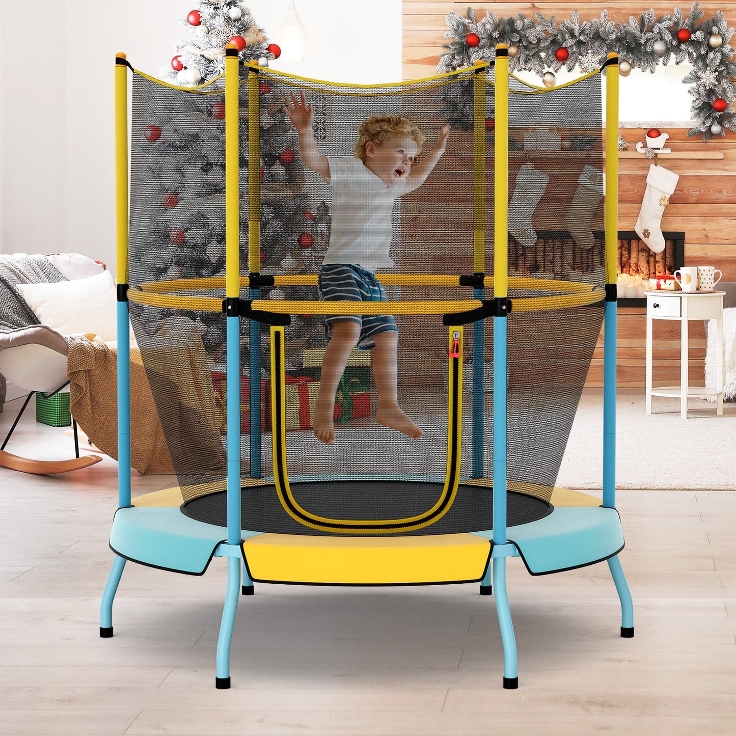 Trampoline pour tout-petits de 48 pouces avec filet de sécurité - Jaune