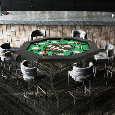 48-Inch Foldable Poker Table with Padded Rails and Cup Holders