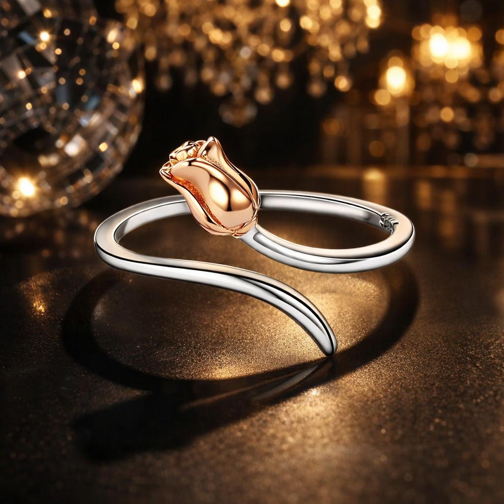 Elegant 925 Sterling Silver Engagement Ring with Rose Gold and Platinum Plating