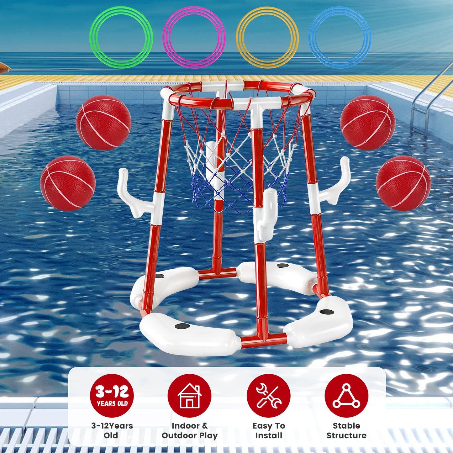 Juego de baloncesto flotante GBruno para niños
