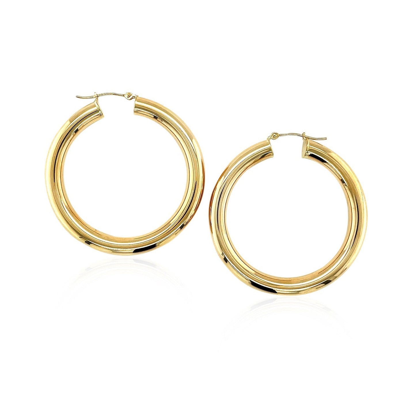 14k Yellow Gold Polished Hoop Earrings - 40 mm