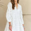 Robe Babydoll à Col V en Dentelle Détail et Œillets à Volants