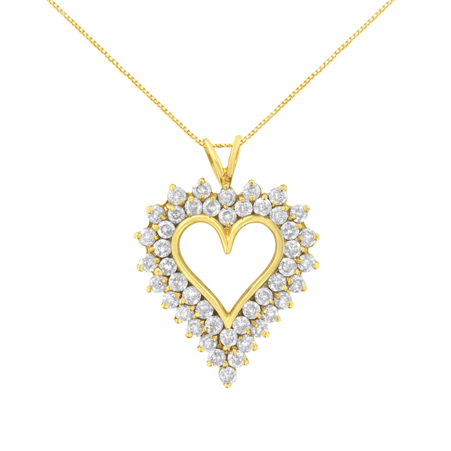 Collar con Colgante de Corazón de Diamante en Oro Amarillo de 14K y Plata Esterlina