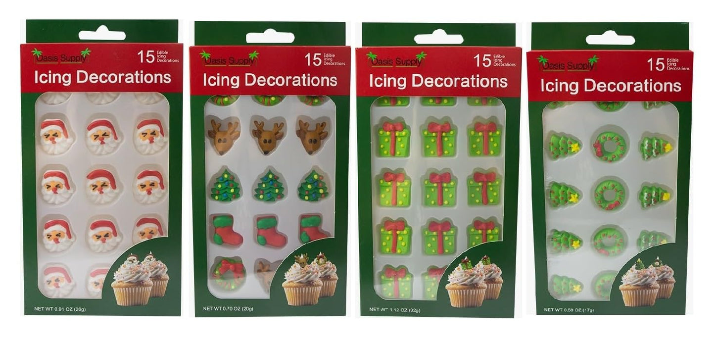 Décorations comestibles de gâteau de Noël - Ensemble de 60 pièces