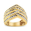 Bague en Argent Sterling Plaqué Or Jaune 10K avec Diamants en Canal