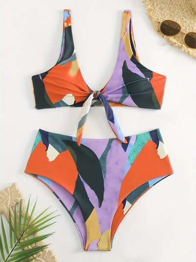 Colorplay Curve V-Neck Bikini Set – Flattering Colorblock Swimwear
