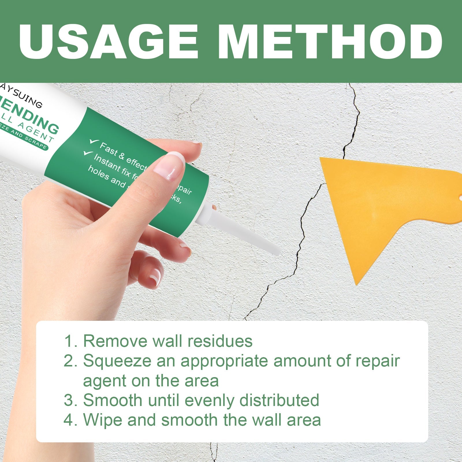 Wall Repair Plaster, Home Renovation Maintenance Wall Graffiti Cover Cracks Multi-functional Repair Plaster - Korvel