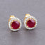 1.22 Carat Genuine Ruby and White Diamond 14K Yellow Gold Earrings