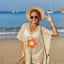 Openwork Flower V-Neck Short Sleeve Cover Up