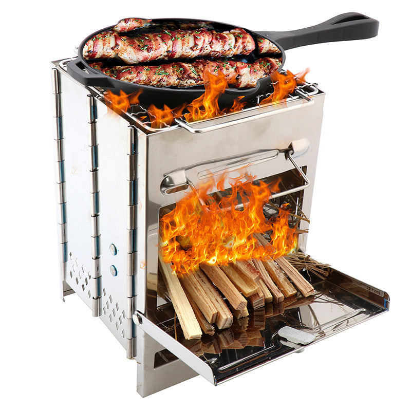 Adjustable Lightweight Camping Wood Stove for Outdoor Cooking