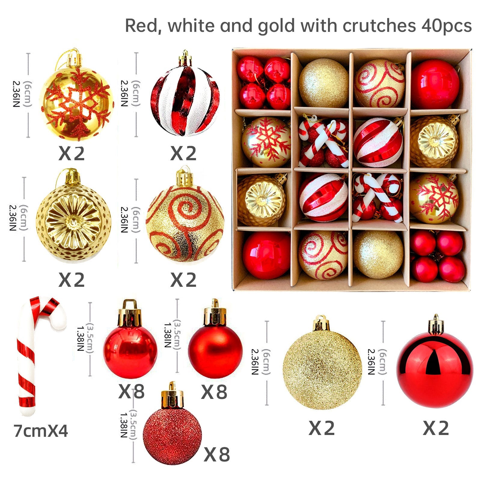 Christmas decoration 6cm electroplated ball plastic ball special-shaped painted Christmas ball gift Christmas tree pendant - Korvel