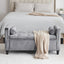 Storage Bench, 44.5-Inch Queen Velvet Button Bedside Bench, Entryway Living Room with Armrests, Nailhead Trim Gray - Korvel