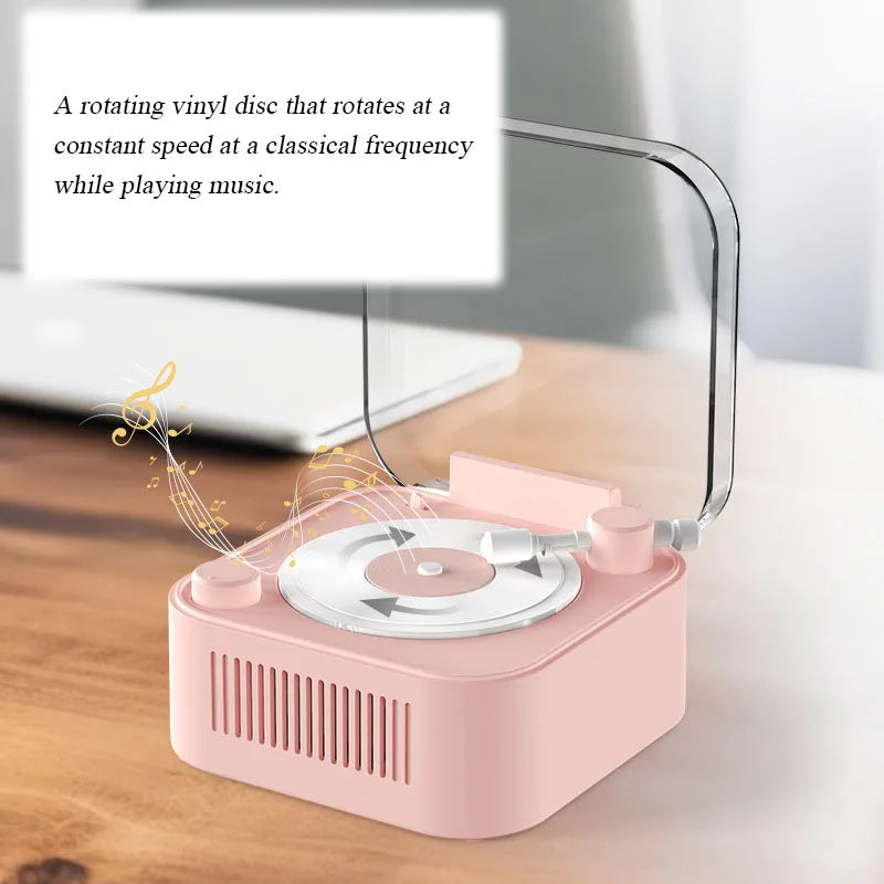 Retro Atomic Vinyl Bluetooth Speaker Hif Sound Long Battery Life Mini Record Player Rotary Speaker with Built-in Battery - Korvel