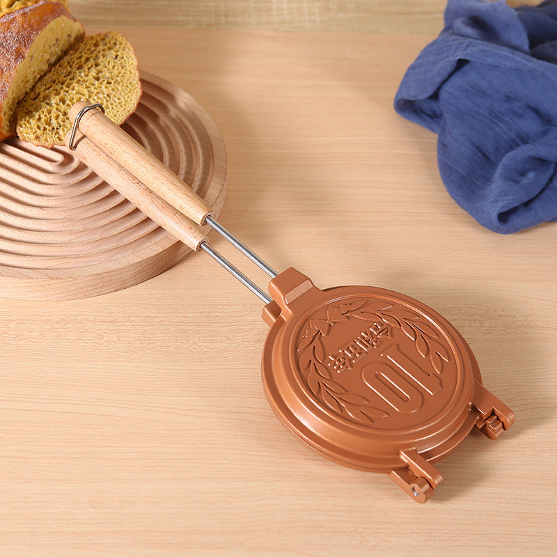 Aluminum Sanming Pan Round Double-sided Pattern Waffle Mold Home Breakfast Pancake Tool - Korvel