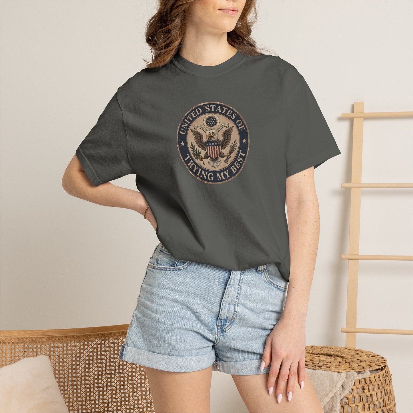 États-Unis de Faire de Mon Mieux T-Shirt Teint à la Garment