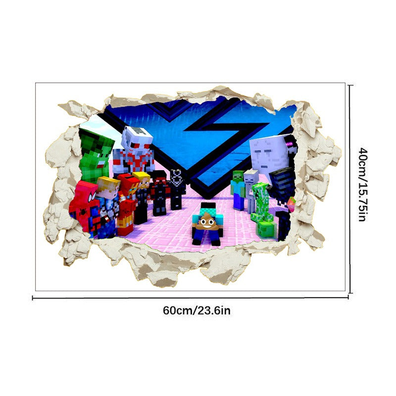 Minecraft run away My World Wall Stickers Living Room Children's Room Removable Decorative PVC Stickers - Korvel