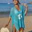 Openwork Flower V-Neck Short Sleeve Cover Up