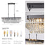 Chandeliers,Rectangular Crystal Chandelier Adjustable,E12 Modern Industrial Crystal Lights (Bulb Not Included) - Korvel