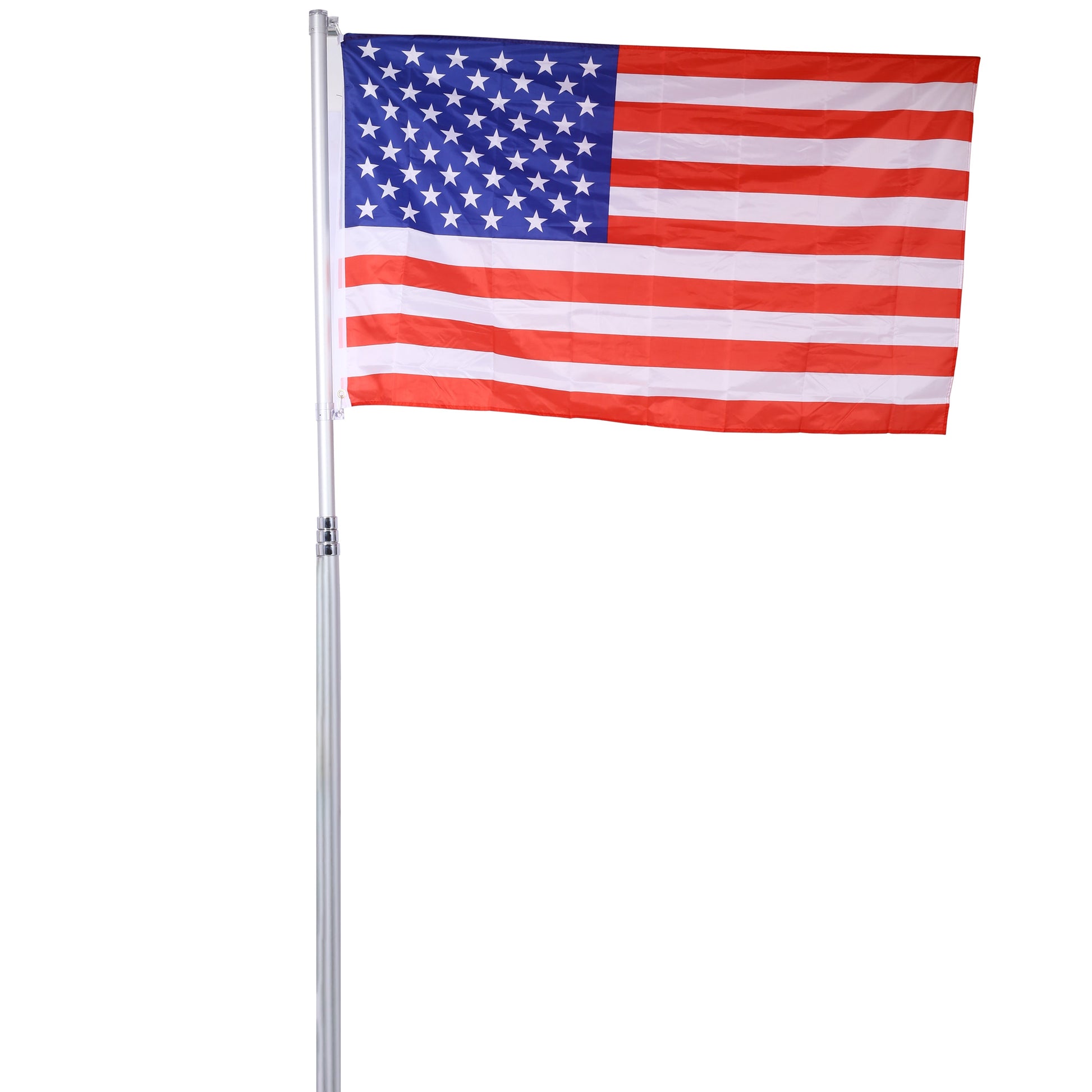 25FT segmented flagpole kit, ultra thick heavy-duty aluminum flagpole with top ball outdoor embedded flagpole - Korvel