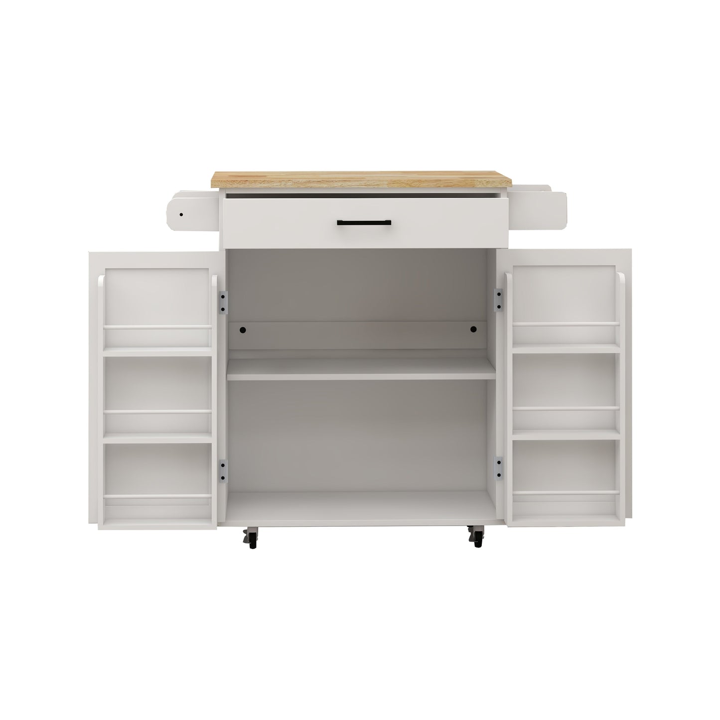 Kitchen island rolling trolley cart with 1 drawer & 2 doors with storage racks & Adjustable Shelves & towel rack - Korvel