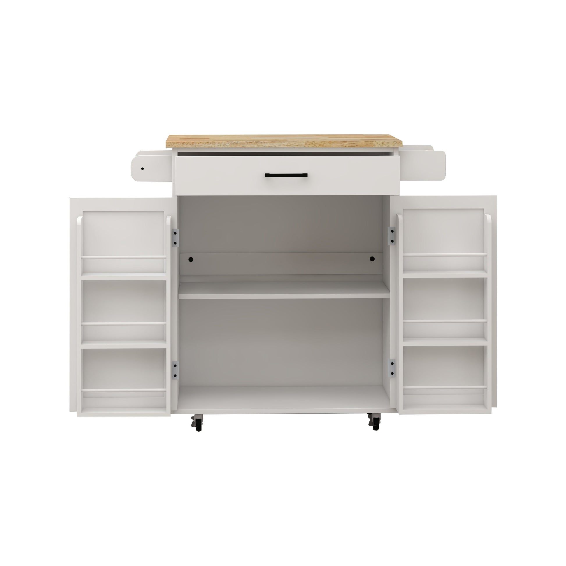 Kitchen island rolling trolley cart with 1 drawer & 2 doors with storage racks & Adjustable Shelves & towel rack - Korvel