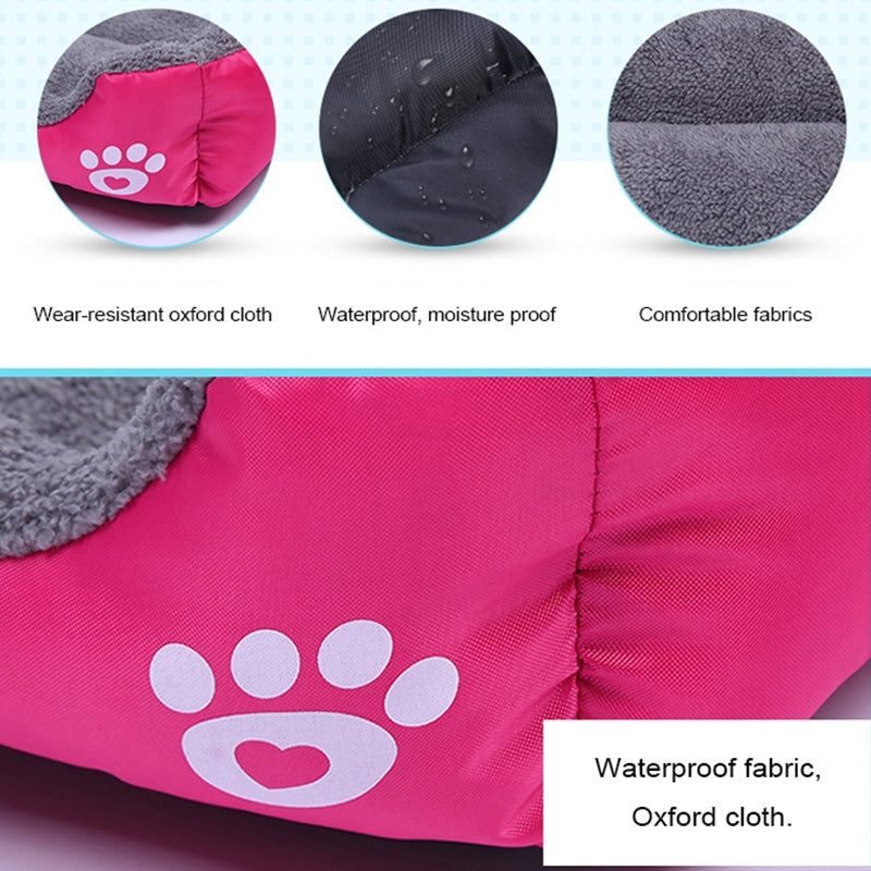 Cama para mascotas de felpa suave y acogedora con fondo impermeable