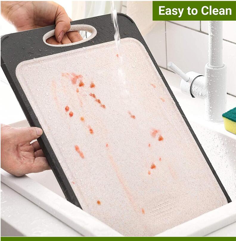 Double sided plastic stainless steel cutting board for household kitchen wheat straw PP cutting board cutting board - Korvel