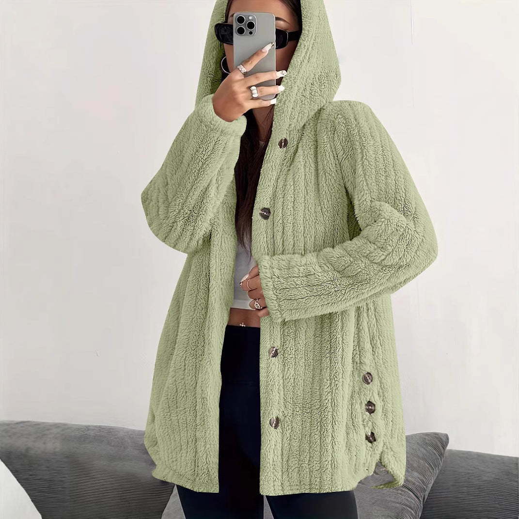 Hooded Loose Plush Coat for Women