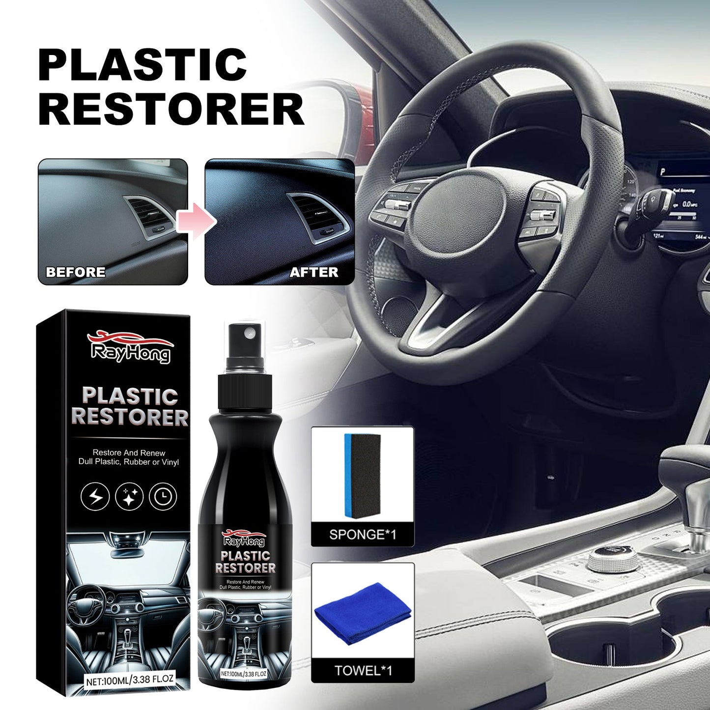 Restaurador de Plástico Premium para Interiores de Automóviles
