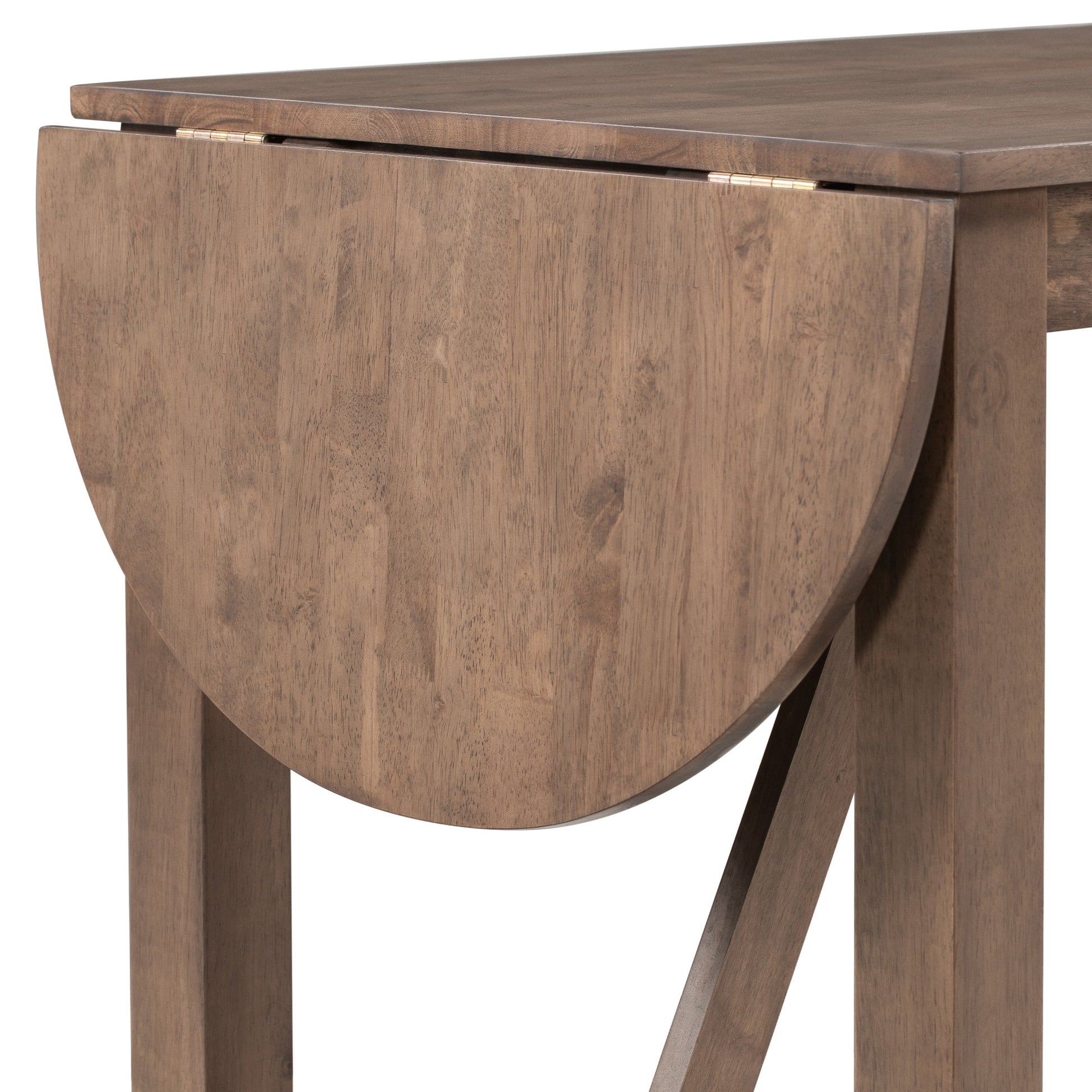 TOPMAX 3-Piece Wood Counter Height Drop Leaf Dining Table Set with 2 Upholstered Dining Chairs for Small Place, Brown - Korvel
