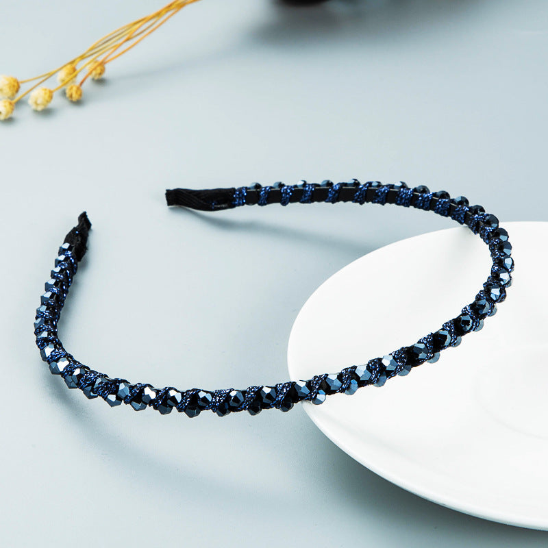 Winding String Crystal Thin Edge Headband Female Fashion Super Flash Party Hair Pressing Shampoo Headwear - Korvel