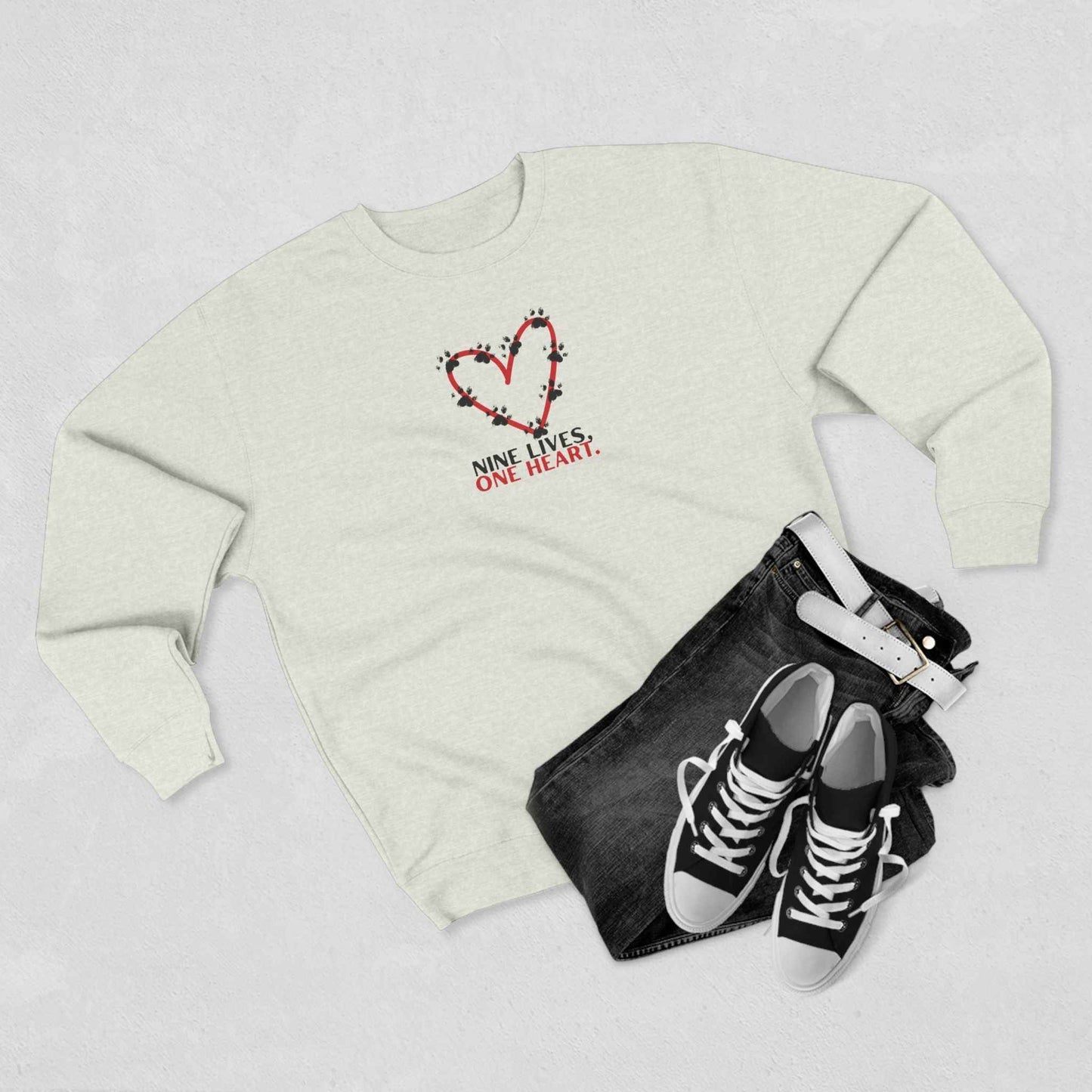 Nine Lives, One Heart Cat Lover Sweatshirt