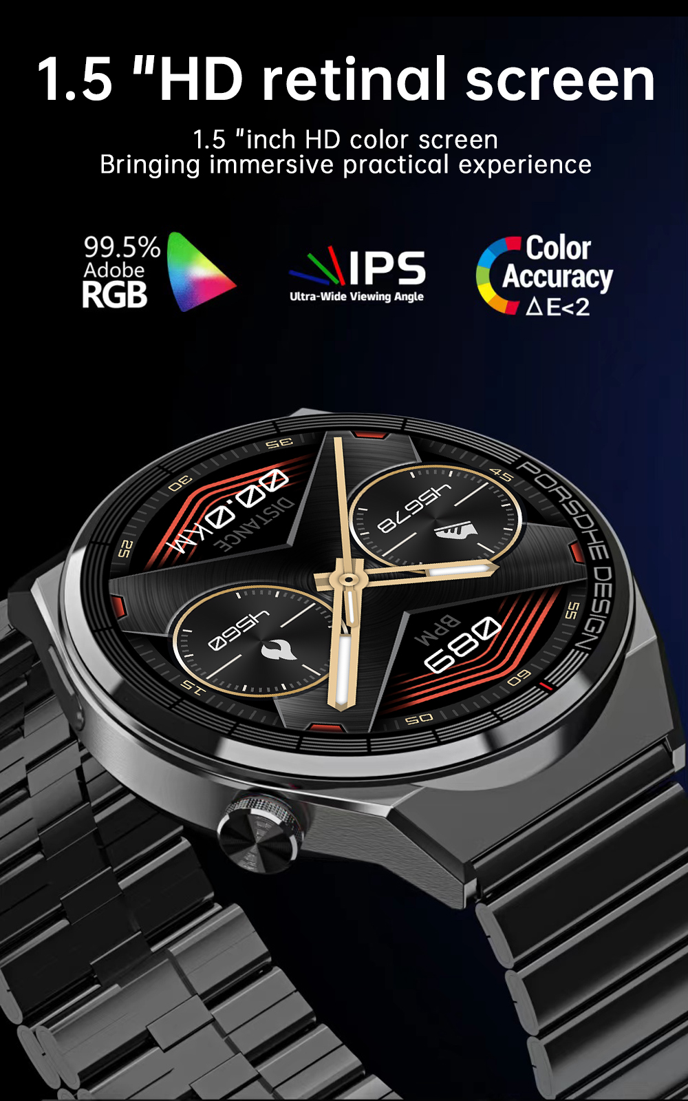 GS GT3 Pro Smart Watch Heart Rate, Blood Pressure, Blood Oxygen Monitoring Bluetooth Sports Watch Bracelet - Korvel